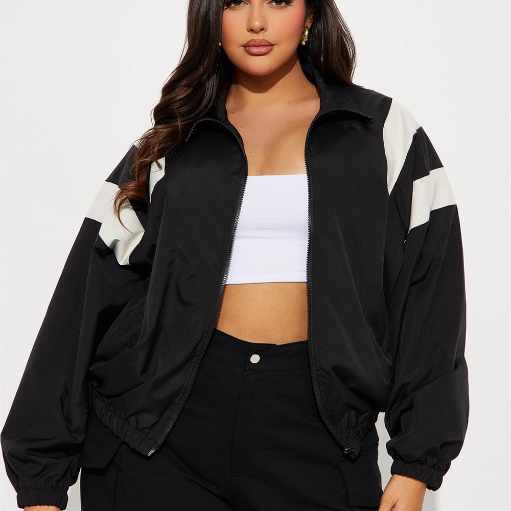 Fashion Nova Black and White Bomber Jacket - Picture 6 of 12